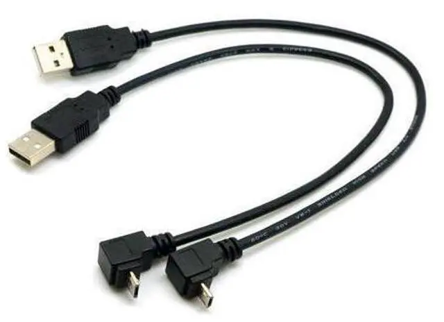 Main image of 2pcs USB 2.0 Male to Micro USB 90 Degree Up & Down Angled Cable for Cell Phone Tablet