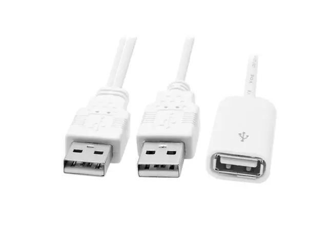 Alt view image 2 of 5 - White USB 2.0 Female to Dual A Male Extra Power Data Y Extension Cable for 2.5" Mobile Hard Disk 60cm Allows 2 ports USB