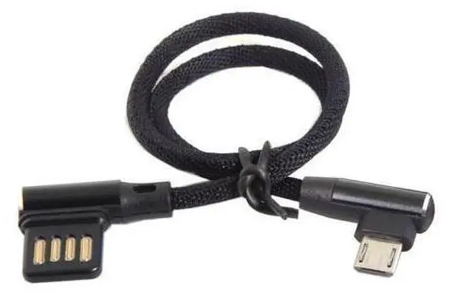 Main image of Micro USB 5Pin to USB 2.0 Left Right Angled 90 Degree Data Cable with Sleeve for Tablet & Phone 15cm