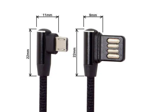 Alt view image 5 of 5 - Micro USB 5Pin to USB 2.0 Left Right Angled 90 Degree Data Cable with Sleeve for Tablet & Phone 15cm