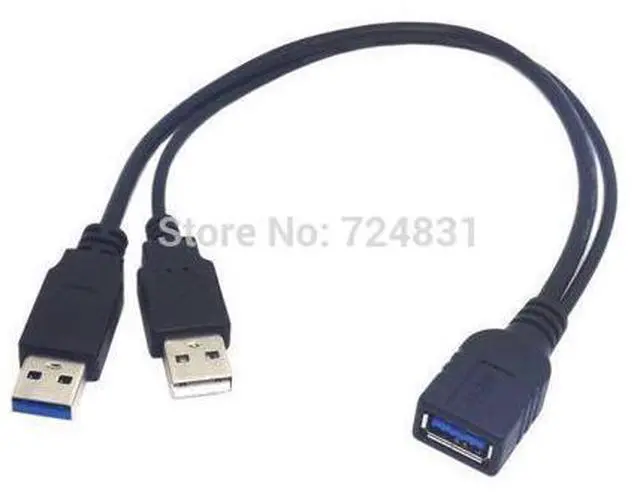 Main image of USB 3.0 Female to Dual USB Male Extra Power Data Y Extension Cable High Quality for 2.5" Mobile Hard Disk