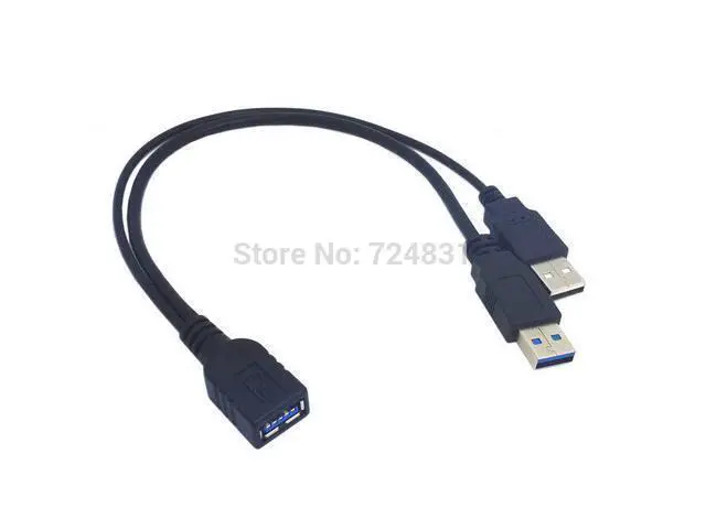 Alt view image 2 of 3 - USB 3.0 Female to Dual USB Male Extra Power Data Y Extension Cable High Quality for 2.5" Mobile Hard Disk