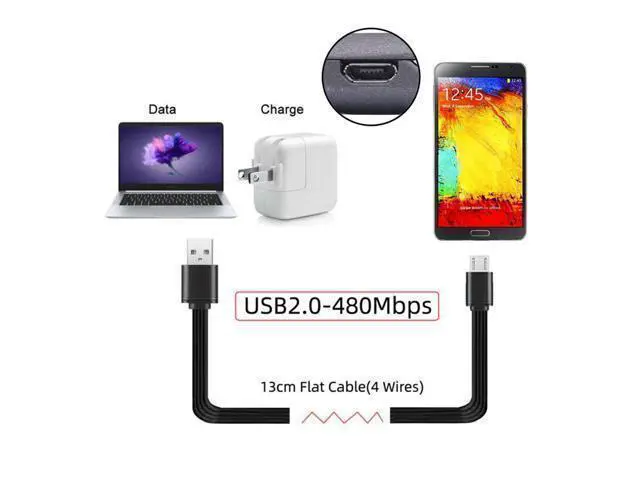 Alt view image 3 of 3 - 13cm USB 2.0 Type-A Male to Micro USB Male Data Flat Slim FPC Cable for FPV & Disk & Phone