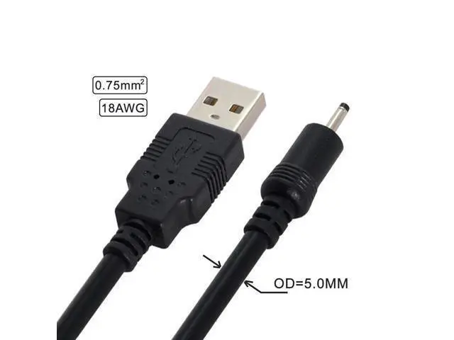 Alt view image 3 of 5 - 18AWG 0.75mm*2 USB 2.0 A Type Male to DC 2.50mm 2.35mm 0.7mm Power Plug 5V Cable 100cm