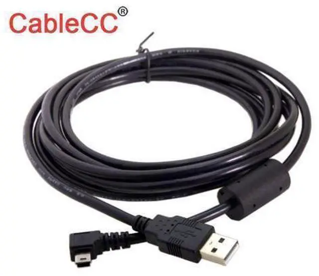 Main image of Mini USB B Type 5pin Male Left Angled 90 Degree to USB 2.0 Male Data Cable with Ferrite 3.0m