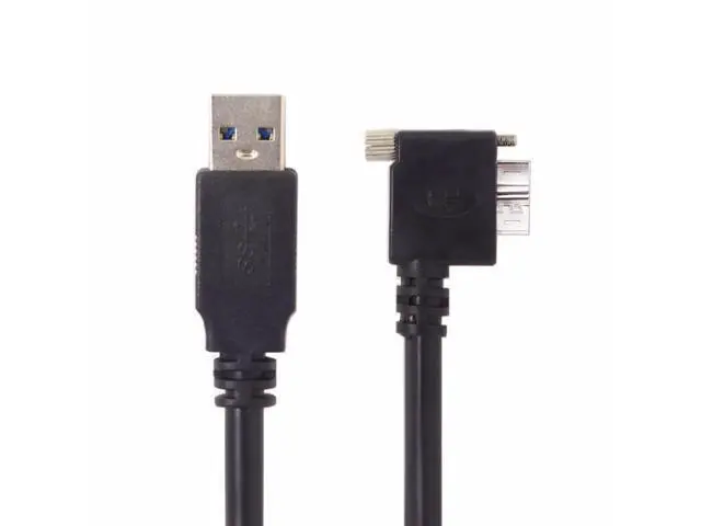 Alt view image 2 of 5 - 90D Left Angled Micro USB Screw Mount to 3.0 Data Cable for Industrial Camera