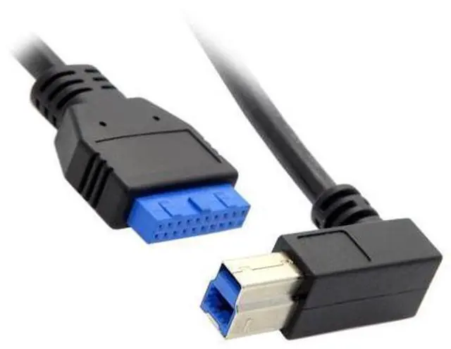 Main image of 90 D Left angled USB 3.0 B Type Male to 3.0 Motherboard 19pin Header Cable 50cm