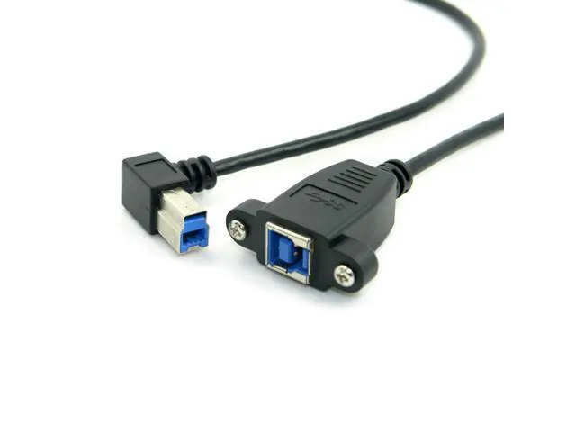Alt view image 2 of 3 - USB 3.0 Back Panel Mount B Type Female To Right Angled 90 Degree B Type Male Extension Cable 0.5m