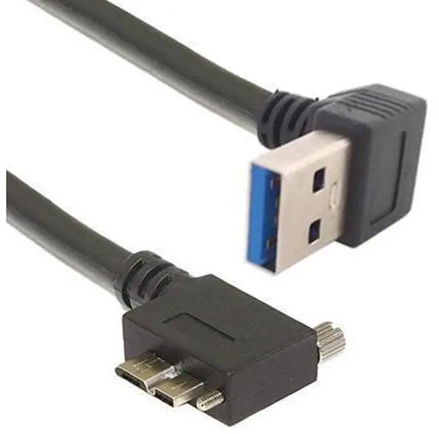 Main image of Locking Screws Panel Cable Down Direction Right Angled 90 Degree A plug to Micro B Plug USB 3.0 Left Angled 0.4M
