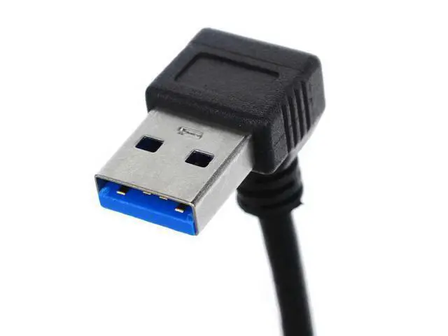 Alt view image 2 of 5 - Locking Screws Panel Cable Down Direction Right Angled 90 Degree A plug to Micro B Plug USB 3.0 Left Angled 0.4M