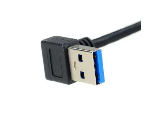 Alt view image 3 of 5 - Locking Screws Panel Cable Down Direction Right Angled 90 Degree A plug to Micro B Plug USB 3.0 Left Angled 0.4M