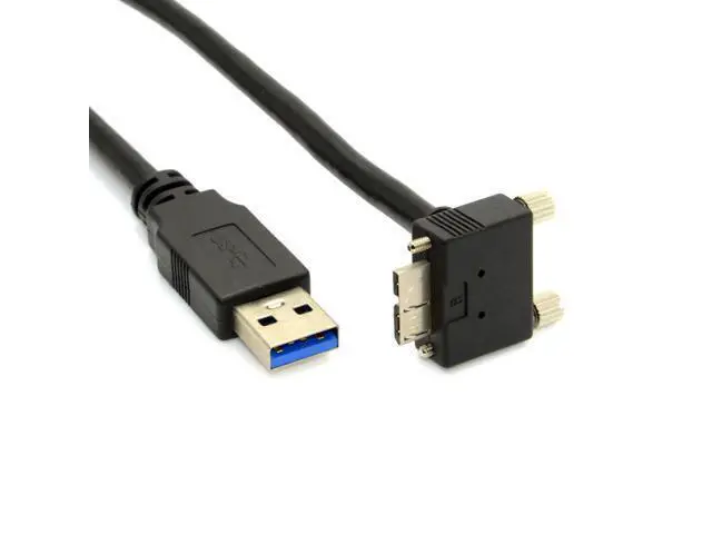 Alt view image 3 of 3 - 3m 90 Degree Right Angled Micro USB Screw Mount to USB 3.0 Data Cable for Point Grey Chameleon Camera