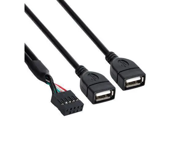 Alt view image 5 of 5 - 50cm 10 Pin Motherboard Female Header to Dual USB 2.0 Female Adapter Cable