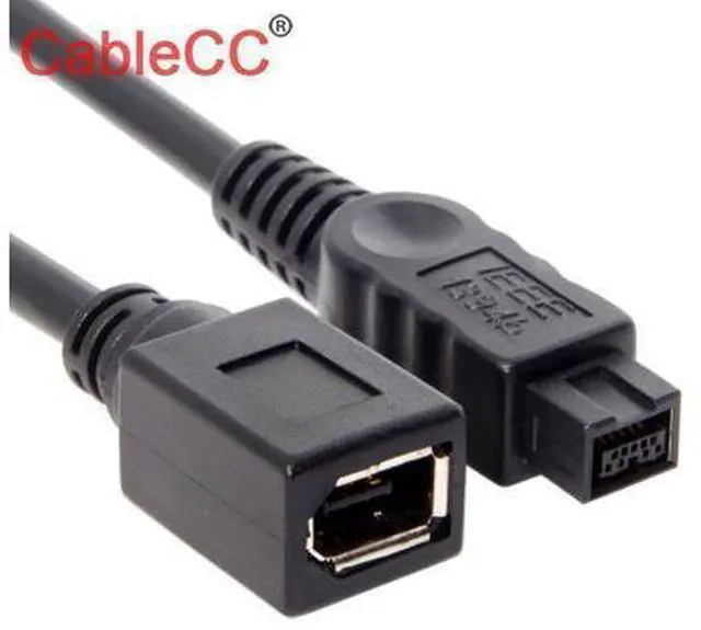 Main image of Cablecc Black Color IEEE 1394 6PIN Female to 1394b 9PIN male Firewire 400 TO 800 Cable 10cm
