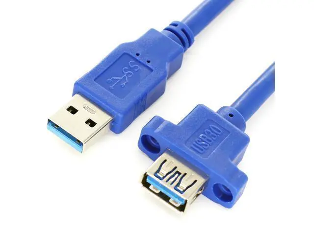 Alt view image 3 of 3 - USB 3.0 A Type Male to Female Extension Cable with Panel Mount Screws Holes