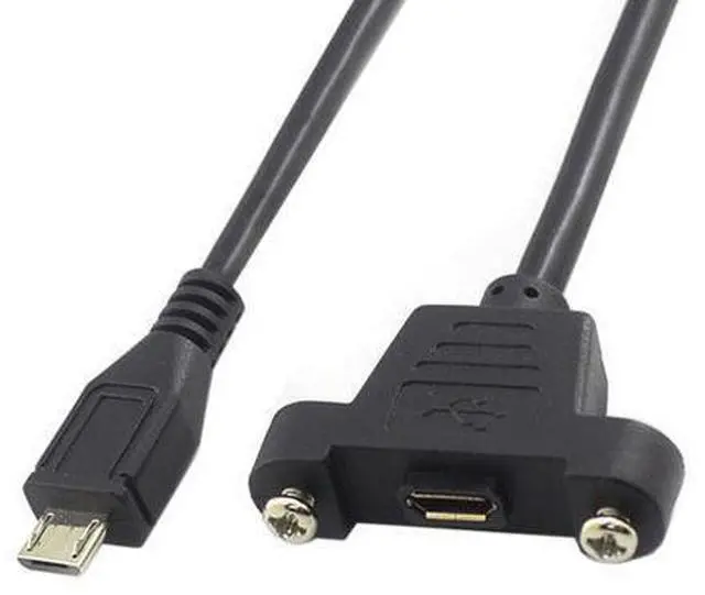 Main image of Micro USB 5Pin Male to Female Extension Panel Mount Type Cable with Screws 50cmPanel Mount Type