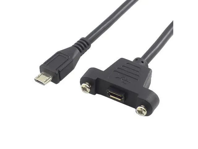 Alt view image 4 of 5 - Micro USB 5Pin Male to Female Extension Panel Mount Type Cable with Screws 50cmPanel Mount Type