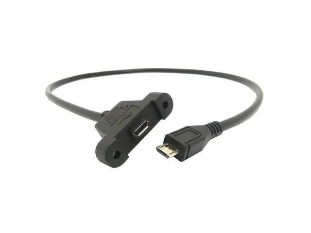 Alt view image 5 of 5 - Micro USB 5Pin Male to Female Extension Panel Mount Type Cable with Screws 50cmPanel Mount Type