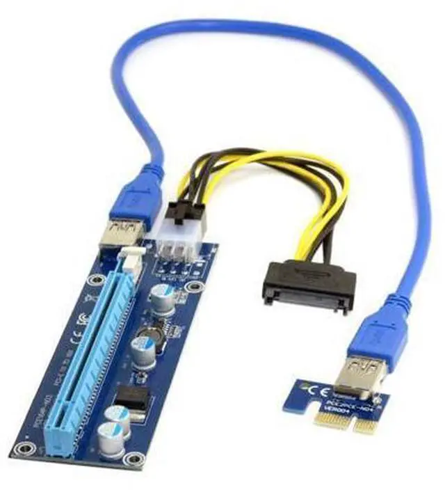 Main image of PCI-E 1x to 16x Mining Machine Extender Adapter with USB 3.0 & 6Pin Power Cable