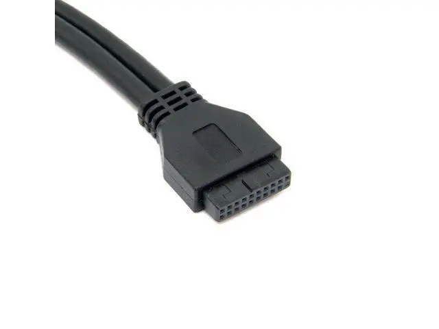 Alt view image 5 of 5 - USB 3.0 Dual Ports A Female Screw Mount Type to Motherboard 20pin Header Cable Black Color