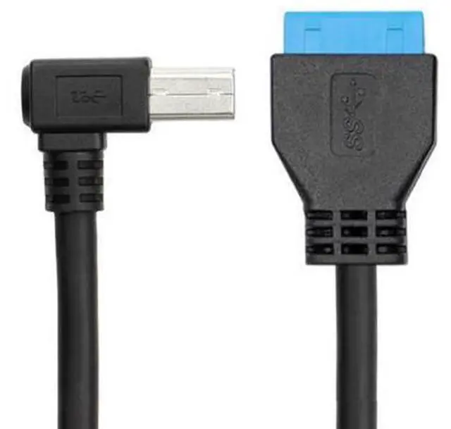 Main image of 50cm USB 3.0 B Type Male to 3.0 Motherboard 19pin Header Cable 90 Degree Left angled