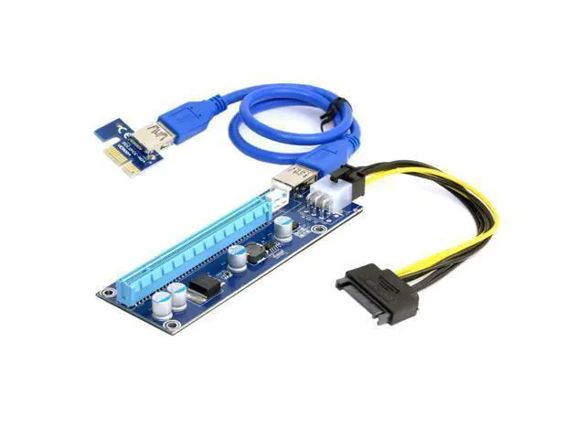 Alt view image 2 of 3 - PCI-E 1x to 16x Mining Machine Extender Adapter with USB 3.0 & 6Pin Power Cable