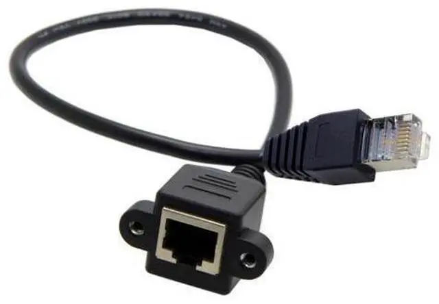 Main image of 8P8C FTP STP UTP Cat 5e Male to Female Lan Ethernet Network Extension Cable with Panel Mount Holes 0.3M