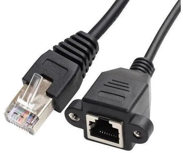 Alt view image 3 of 5 - 8P8C FTP STP UTP Cat 5e Male to Female Lan Ethernet Network Extension Cable with Panel Mount Holes 0.3M