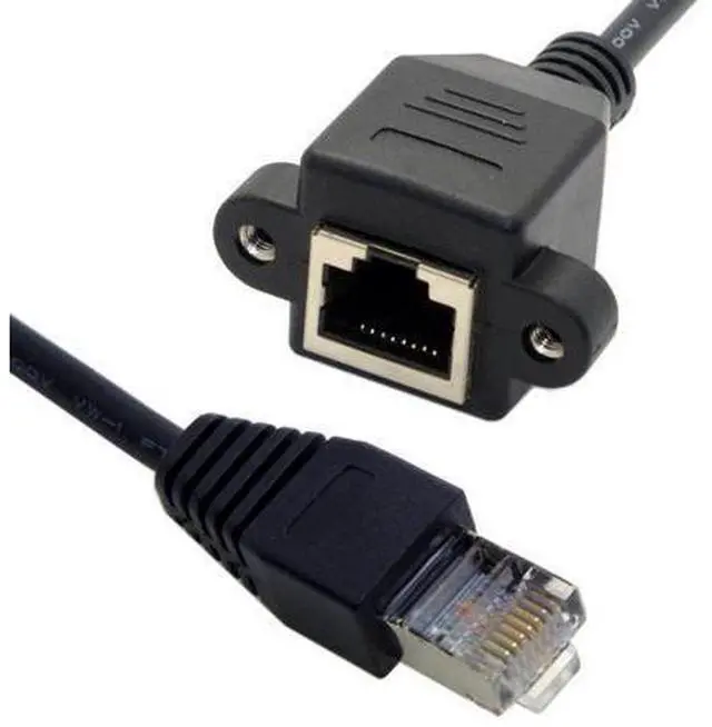 Alt view image 4 of 5 - 8P8C FTP STP UTP Cat 5e Male to Female Lan Ethernet Network Extension Cable with Panel Mount Holes 0.3M