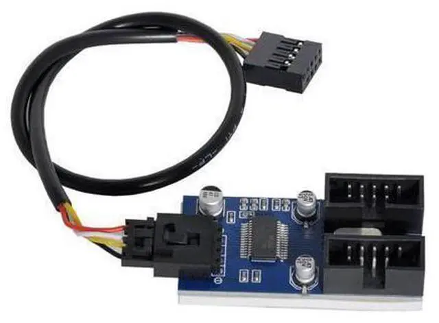 Main image of 9pin USB 2.0 Header 1 to 2 Female Motherboard Extension Cable HUB Connector Adapter Port Multilier