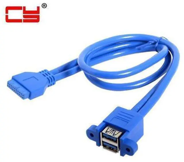 Main image of USB 3.0 Female Panel Type Dual Ports to Motherboard 20Pin Header Stackable Extending Converter Cord Adapter Cable 50cm