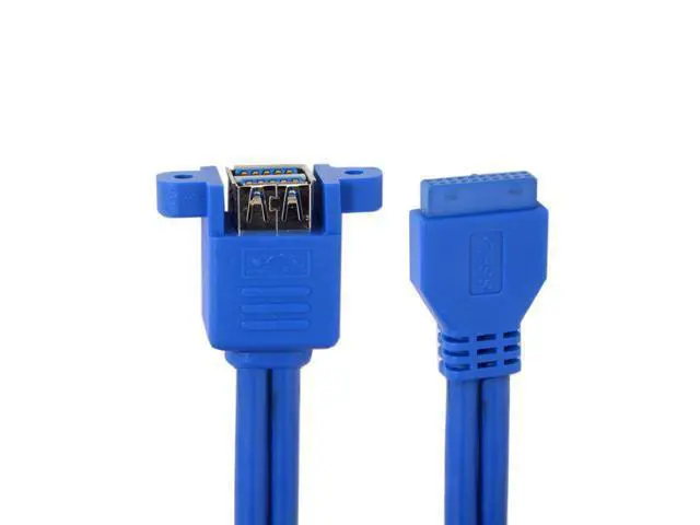 Alt view image 2 of 3 - USB 3.0 Female Panel Type Dual Ports to Motherboard 20Pin Header Stackable Extending Converter Cord Adapter Cable 50cm
