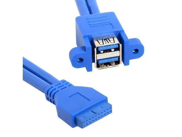 Alt view image 3 of 3 - USB 3.0 Female Panel Type Dual Ports to Motherboard 20Pin Header Stackable Extending Converter Cord Adapter Cable 50cm