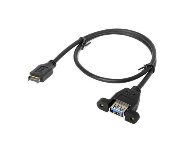 Alt view image 2 of 3 - USB 3.1 Front Panel Header to USB 3.0 Type-A Female Extension Cable 50cm Panel Mount Type