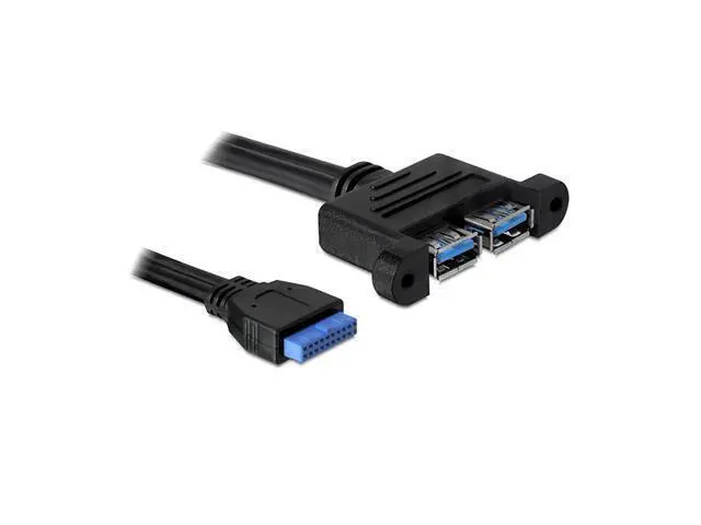 Alt view image 2 of 3 - Dual Port USB 3.0 Female Screw Mount to Motherboard 20pin Header Cable 50cm w O Bracket