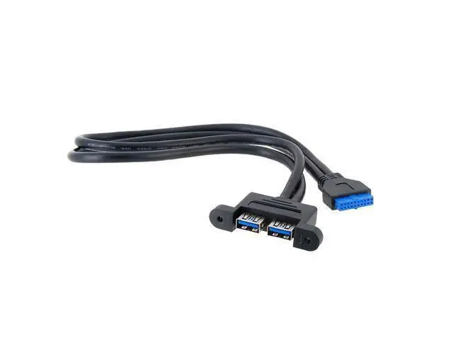 Alt view image 3 of 3 - Dual Port USB 3.0 Female Screw Mount to Motherboard 20pin Header Cable 50cm w O Bracket