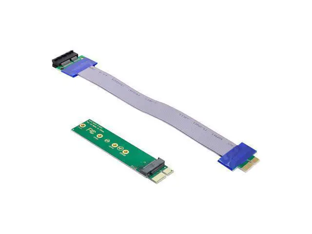 Alt view image 2 of 3 - NVME AHCI NGFF M-key SSD to PCI-E 3.0 1x x1 Vertical Adapter with PCI-E Cable Male to Female Extension