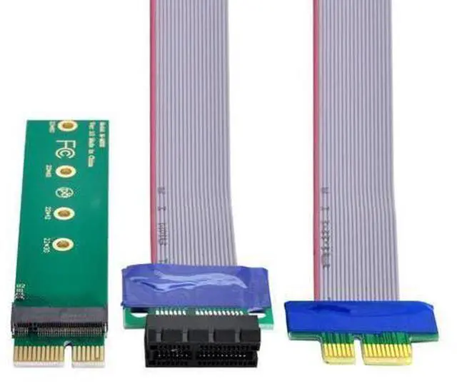 Main image of NVME AHCI NGFF M-key SSD to PCI-E 3.0 1x x1 Vertical Adapter with PCI-E Cable Male to Female Extension