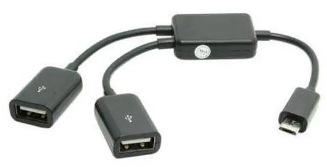 Main image of Micro USB Host OTG Adapter Cable with Dual Port Hub for Galaxy S5 S4 S3 & Tablet Black Color
