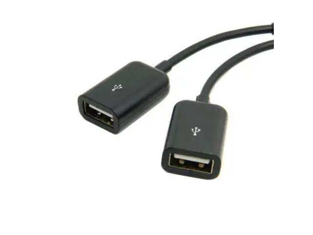 Alt view image 2 of 5 - Micro USB Host OTG Adapter Cable with Dual Port Hub for Galaxy S5 S4 S3 & Tablet Black Color