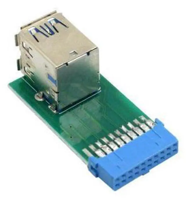 Main image of Vertical Dual USB 3.0 A Type Female to Motherboard 20 Pin Box Header Slot Adapter High Quality PCBA Cablecc