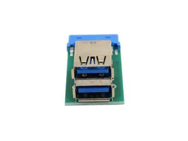 Alt view image 2 of 6 - Vertical Dual USB 3.0 A Type Female to Motherboard 20 Pin Box Header Slot Adapter High Quality PCBA Cablecc