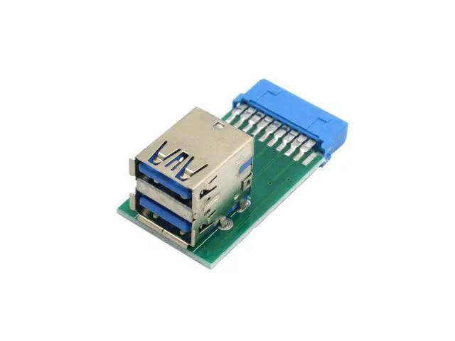 Alt view image 3 of 6 - Vertical Dual USB 3.0 A Type Female to Motherboard 20 Pin Box Header Slot Adapter High Quality PCBA Cablecc