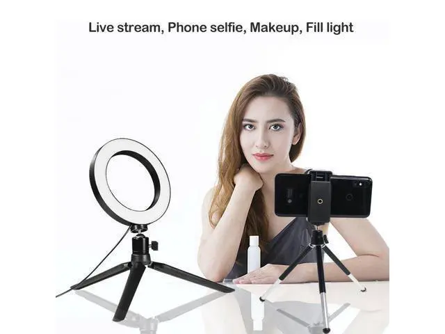 Alt view image 2 of 4 - 6'' LED Ring Light with Tripod + Mobile Phone Clip + Tripod for Selfie Make up