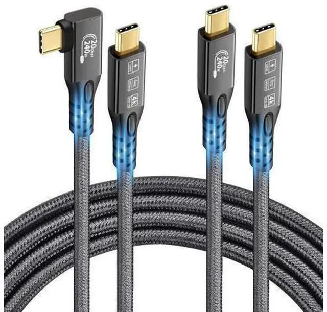 Main image of 2 x USB C 3.2 Gen2 20Gbps, Type C 4K@60Hz UHD Video 5A/240W PD3.1 Fast Charge Cord with E-Marker Compatible with Thunderbolt 3/4 for MacBook Pro (USB3.2 20G 240W 2M 2PCS)