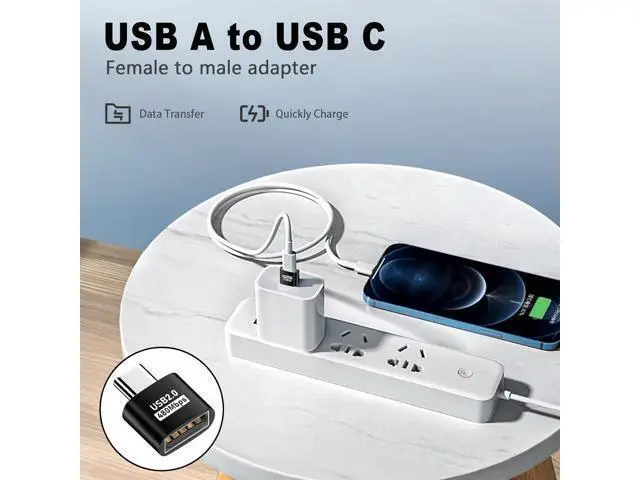 Alt view image 2 of 7 - USB C to USB Adapter, USB Type C Male to USB 2.0 Female Extension Connector, USB to USB C Adapter, Support 480Mbps Data Transfer, OTG Function and Charging for Phone, Laptop (10 Black)
