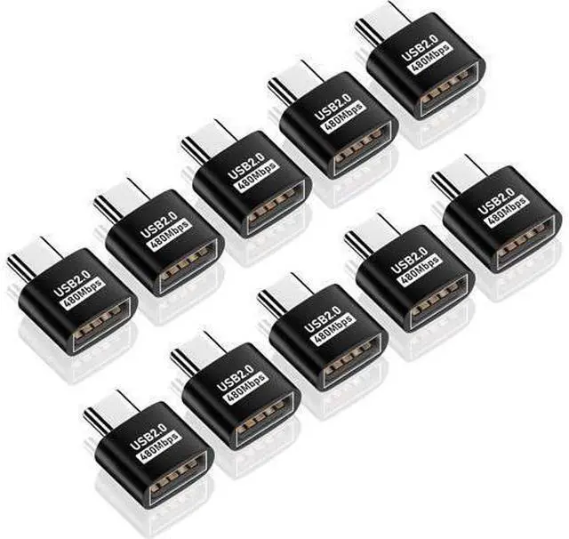 Main image of USB C to USB Adapter, USB Type C Male to USB 2.0 Female Extension Connector, USB to USB C Adapter, Support 480Mbps Data Transfer, OTG Function and Charging for Phone, Laptop (10 Black)