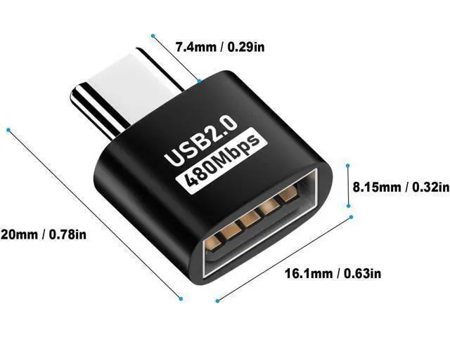 Alt view image 6 of 7 - USB C to USB Adapter, USB Type C Male to USB 2.0 Female Extension Connector, USB to USB C Adapter, Support 480Mbps Data Transfer, OTG Function and Charging for Phone, Laptop (10 Black)