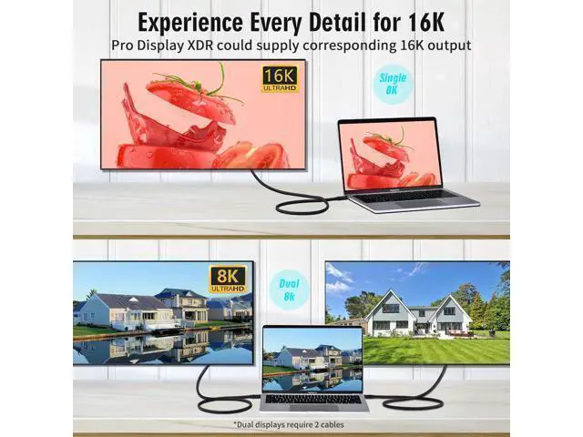 Alt view image 5 of 7 - USB4 Cable, with Thunderbolt 5 Cable, 240 W Charging Cable, 80 Gbps Data Cable, gen4 cable,16K@60Hz 4K120Hz HDR, USB C to USB C Cable, for Hub, Dock, M2, M3, SSD, Laptops, Monitor (TB5 80G 240W 1M)
