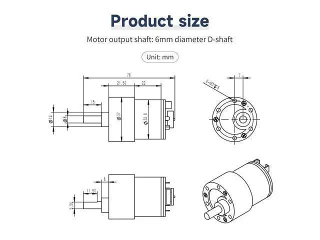 Alt view image 6 of 6 - DC Motors 12V 7.4V High Torque Electric Geared Motor for DIY Toys Science Experiments (520 Motor 205RPM)